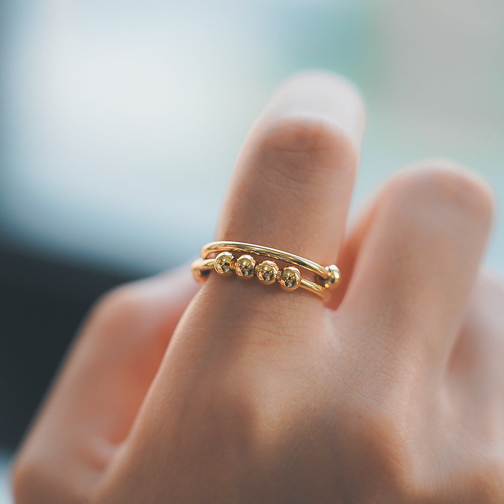 Gold Bead Fidget Ring