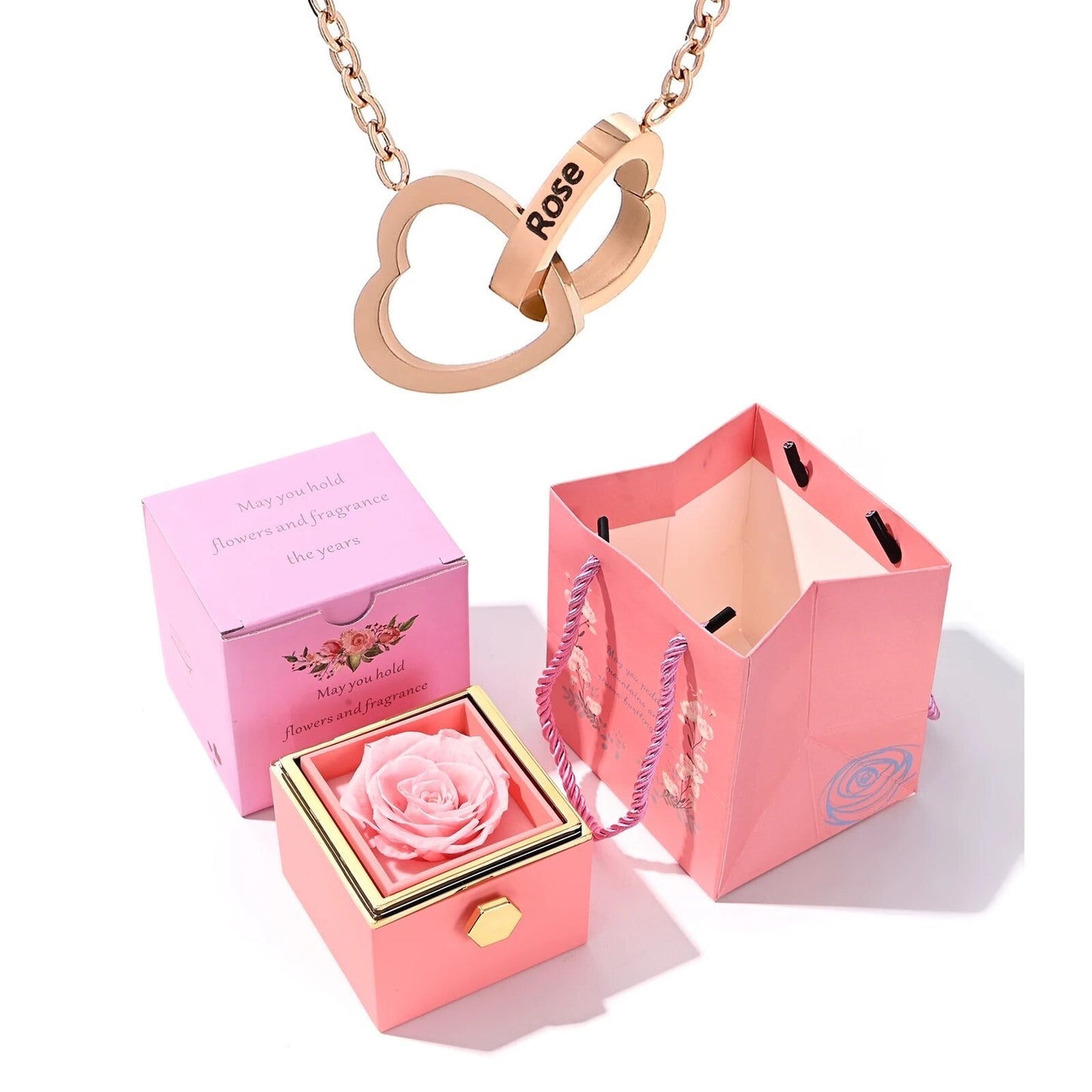 Eternal Rose Box - Engraved Necklace & Real Rose