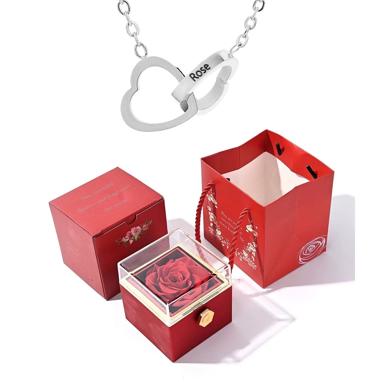 Eternal Rose Box - Engraved Necklace & Real Rose