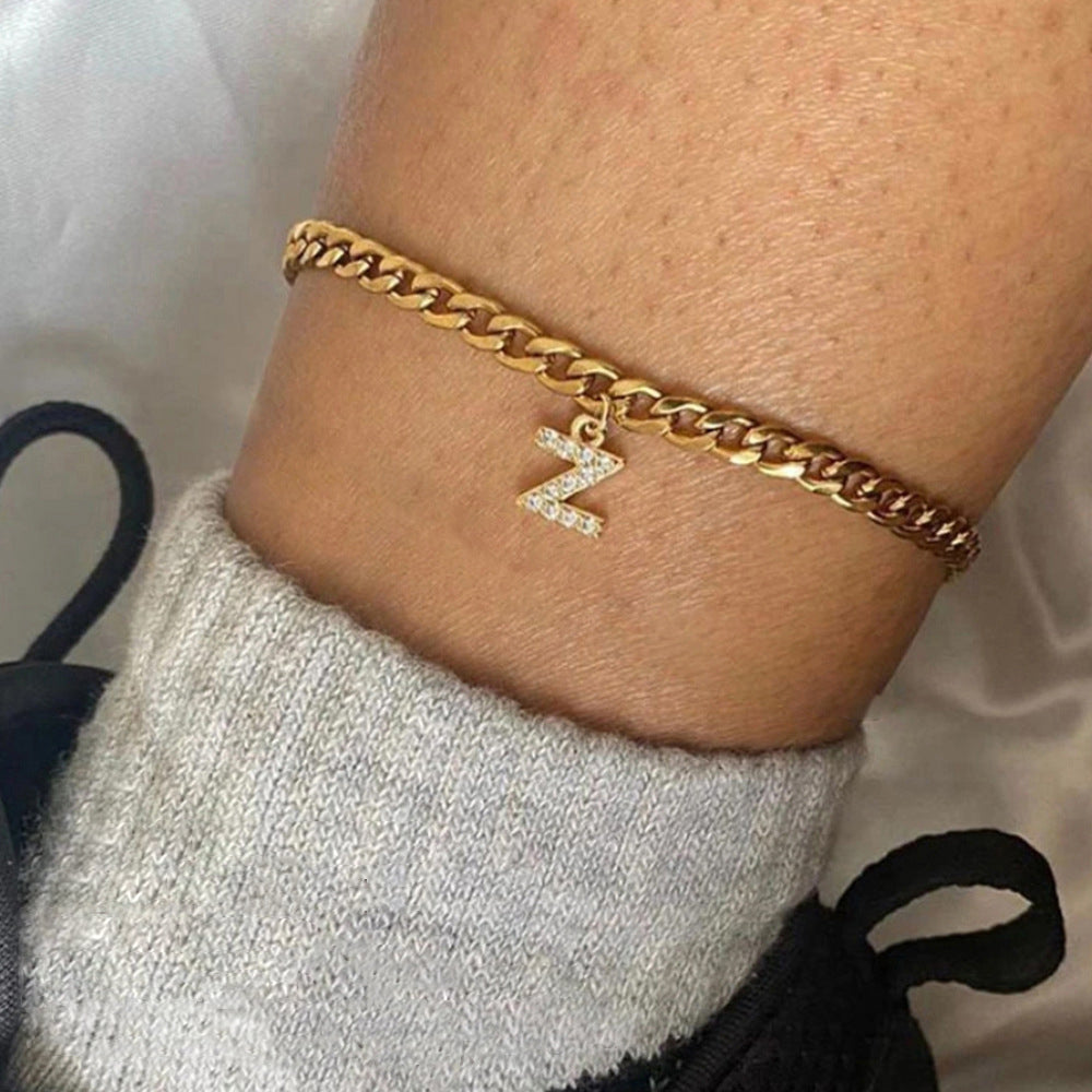 Diamond Initial Gold Anklet