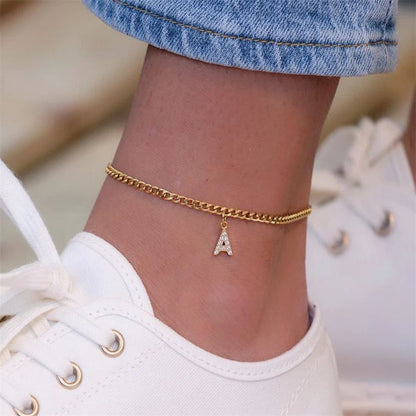 Diamond Initial Gold Anklet