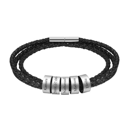 Mens Personalized Leather Bracelet