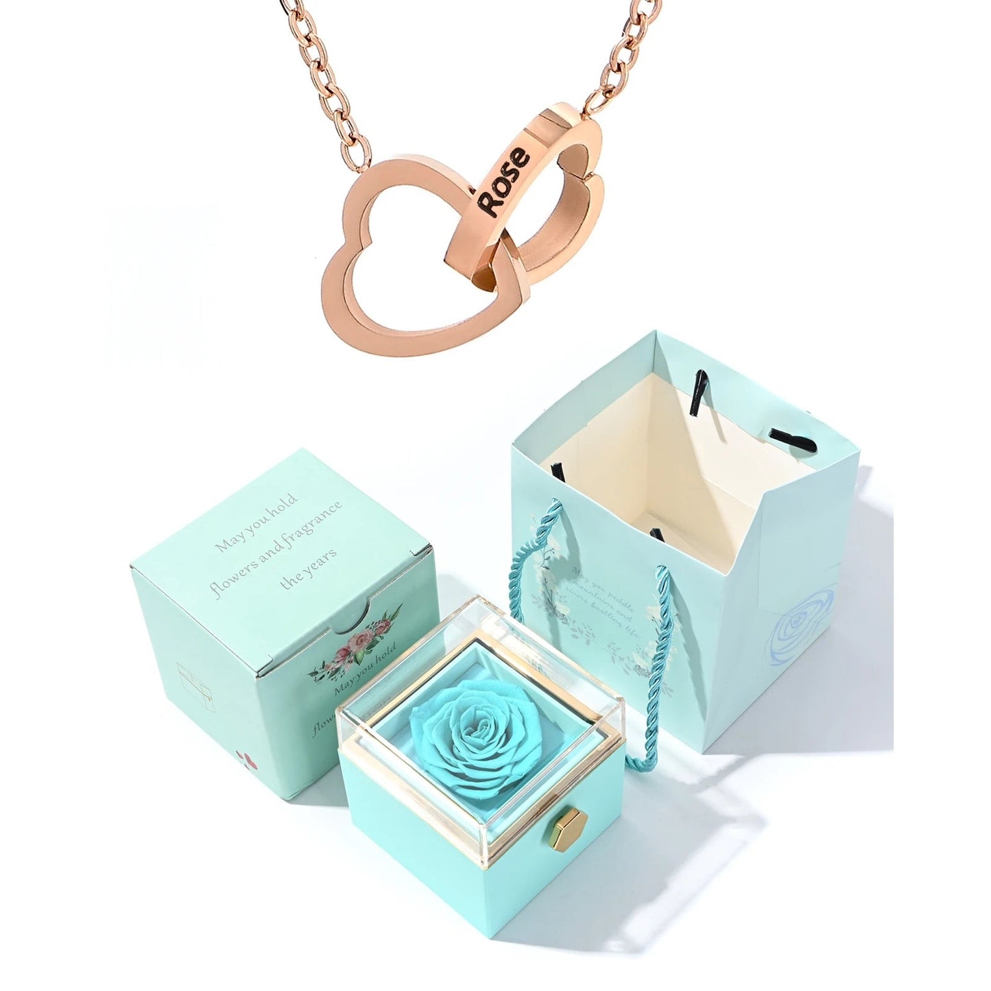 Eternal Rose Box - Engraved Necklace & Real Rose