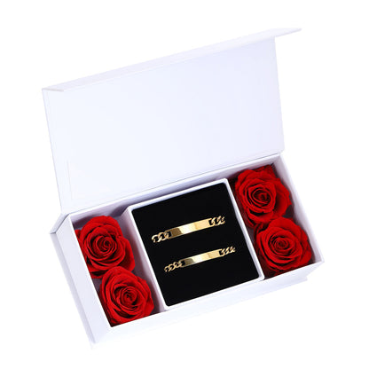 Engraved Bracelet Set - W/ Eternal Rose Box