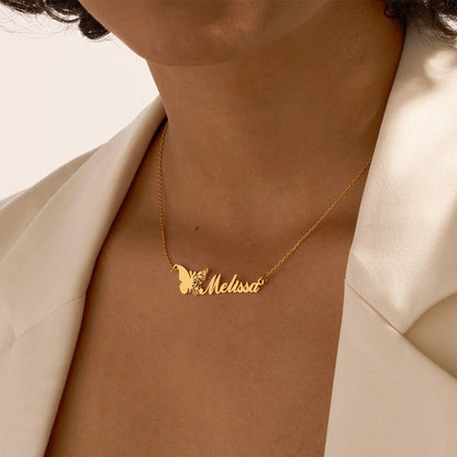 Custom Butterfly Name Necklace