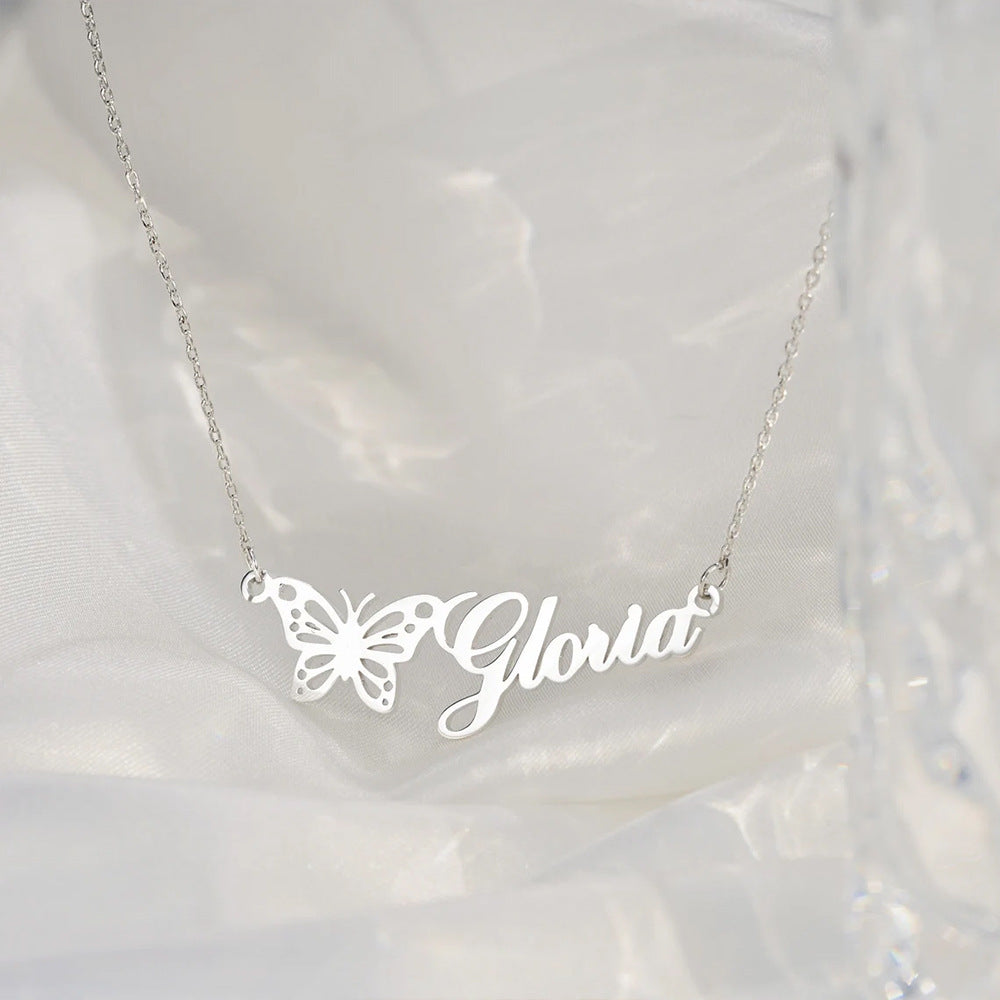 Custom Butterfly Name Necklace