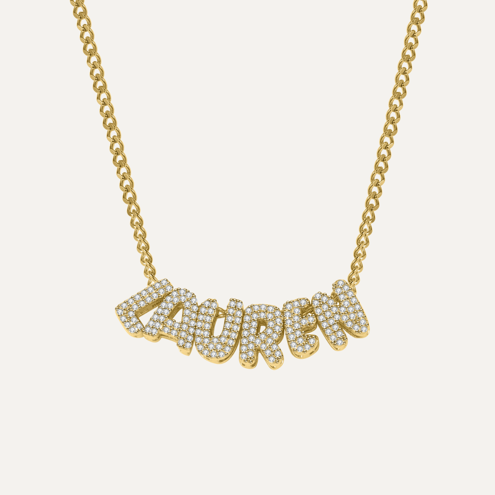 Bubble Name Diamond Necklace