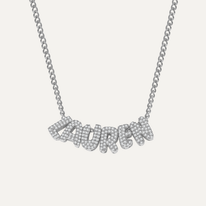 Bubble Name Diamond Necklace