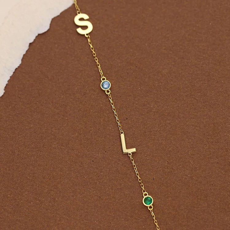 Custom Letter Birthstone Necklace