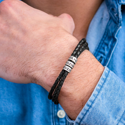 Mens Personalized Leather Bracelet